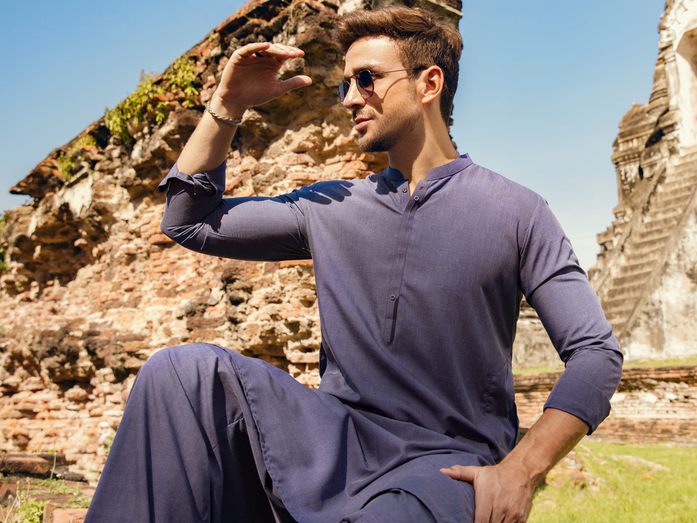 Blue Blended Kameez Shalwar - AL-KS-2883