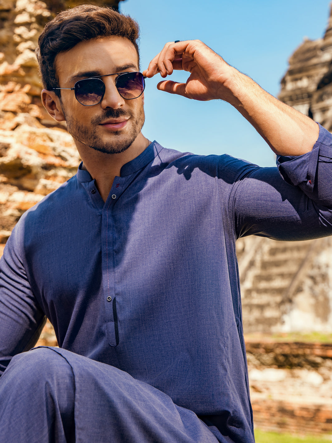 Blue Blended Kameez Shalwar - AL-KS-2883