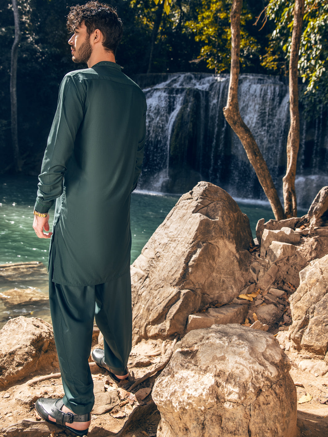 Green Blended Kameez Shalwar - AL-KS-2892