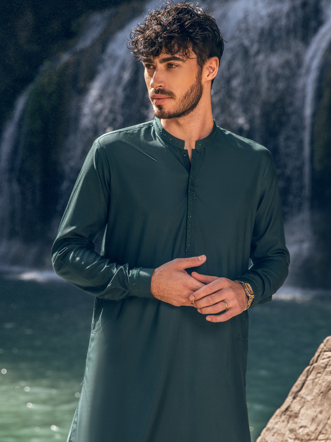 Green Blended Kameez Shalwar - AL-KS-2892