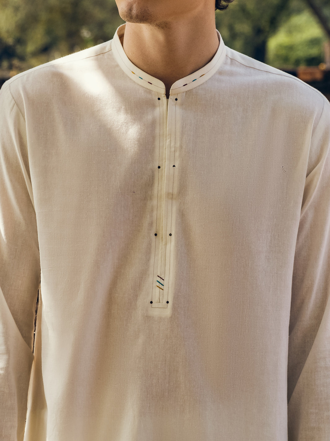 Off White Blended Kurta Trouser - AL-KT-2907