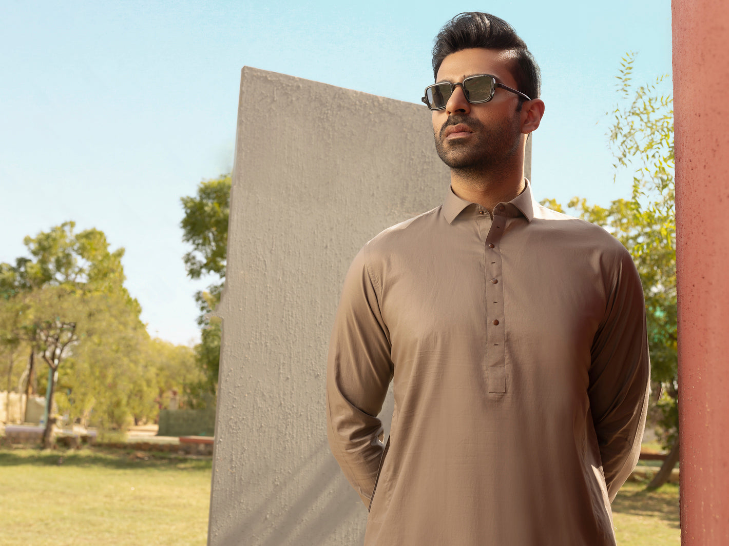 Brown Kameez Shalwar - ALWA-KS-291