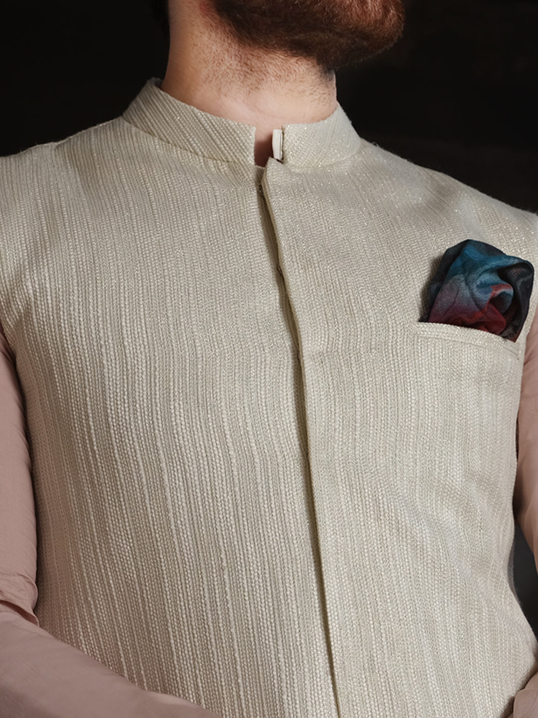 Off White Blended Waistcoat - AL-WC-303