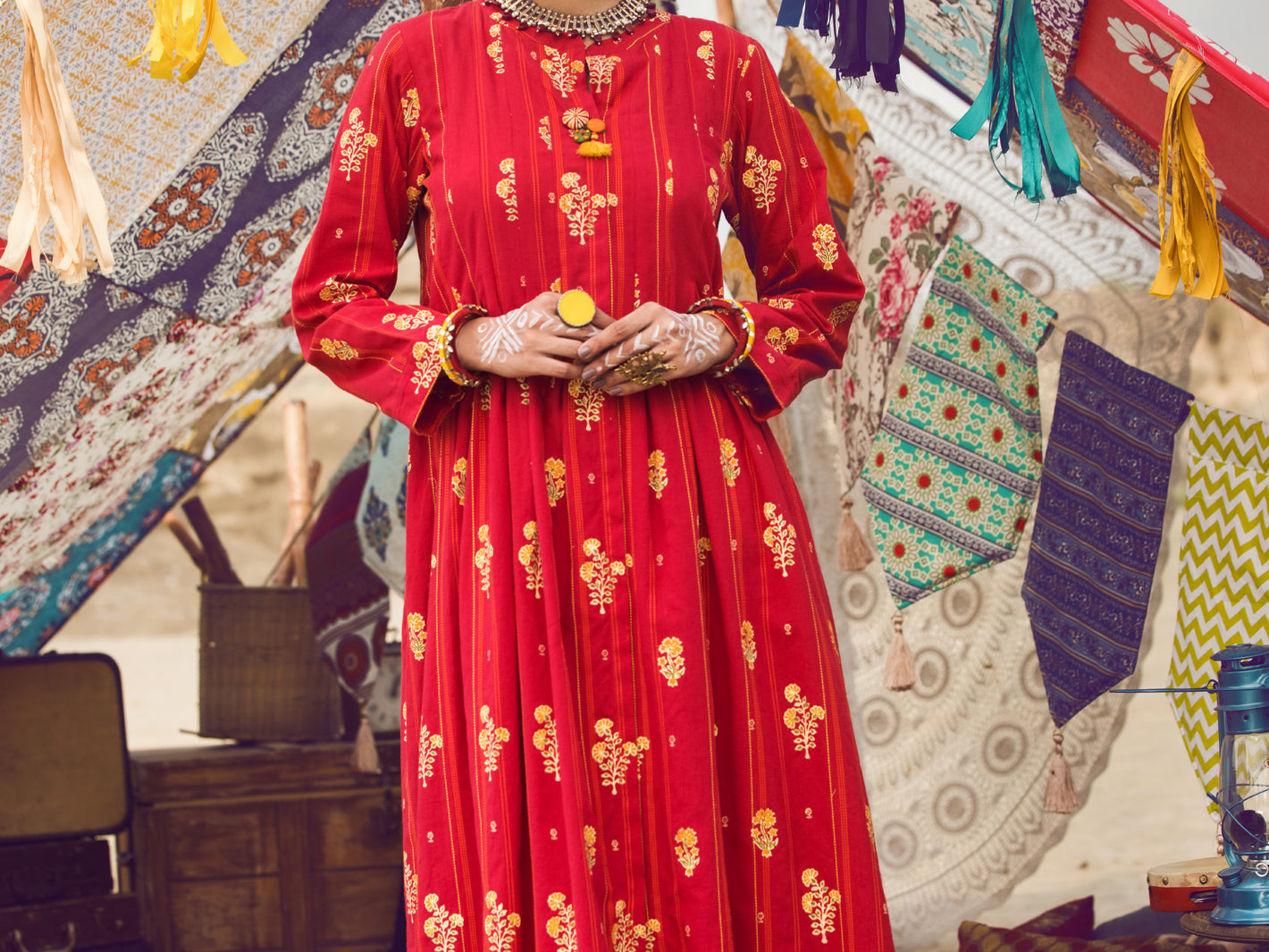 Red Yarn Dyed Tunic - AWP-LK-317A