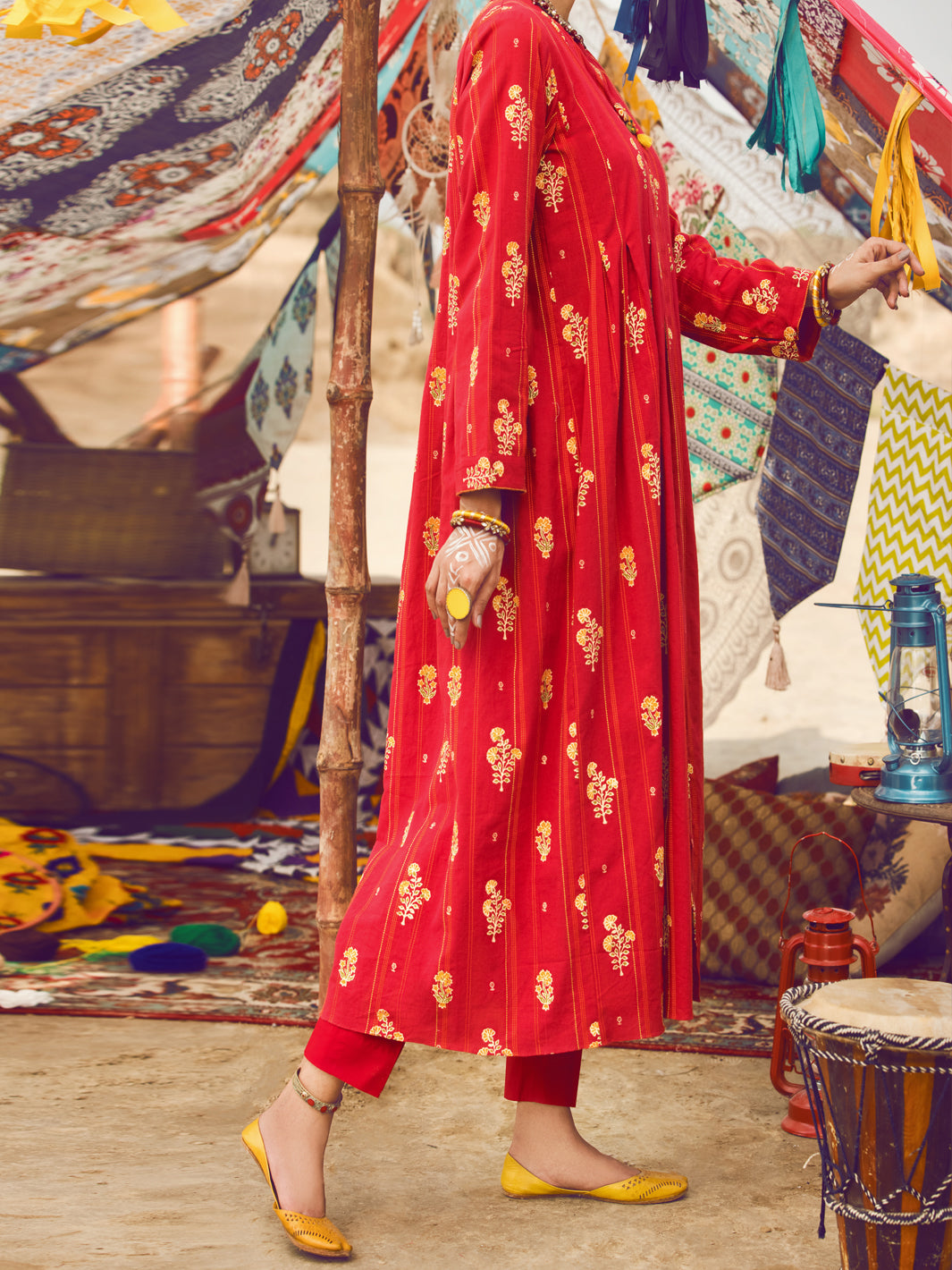 Red Yarn Dyed Tunic - AWP-LK-317A