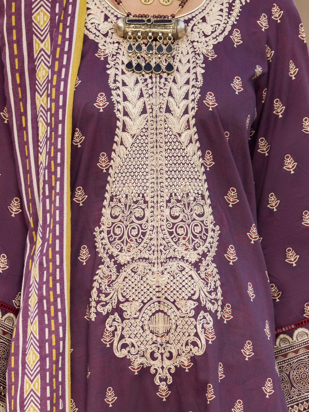 Purple Cambric 3 Piece Stitched - AWP-3PS-330