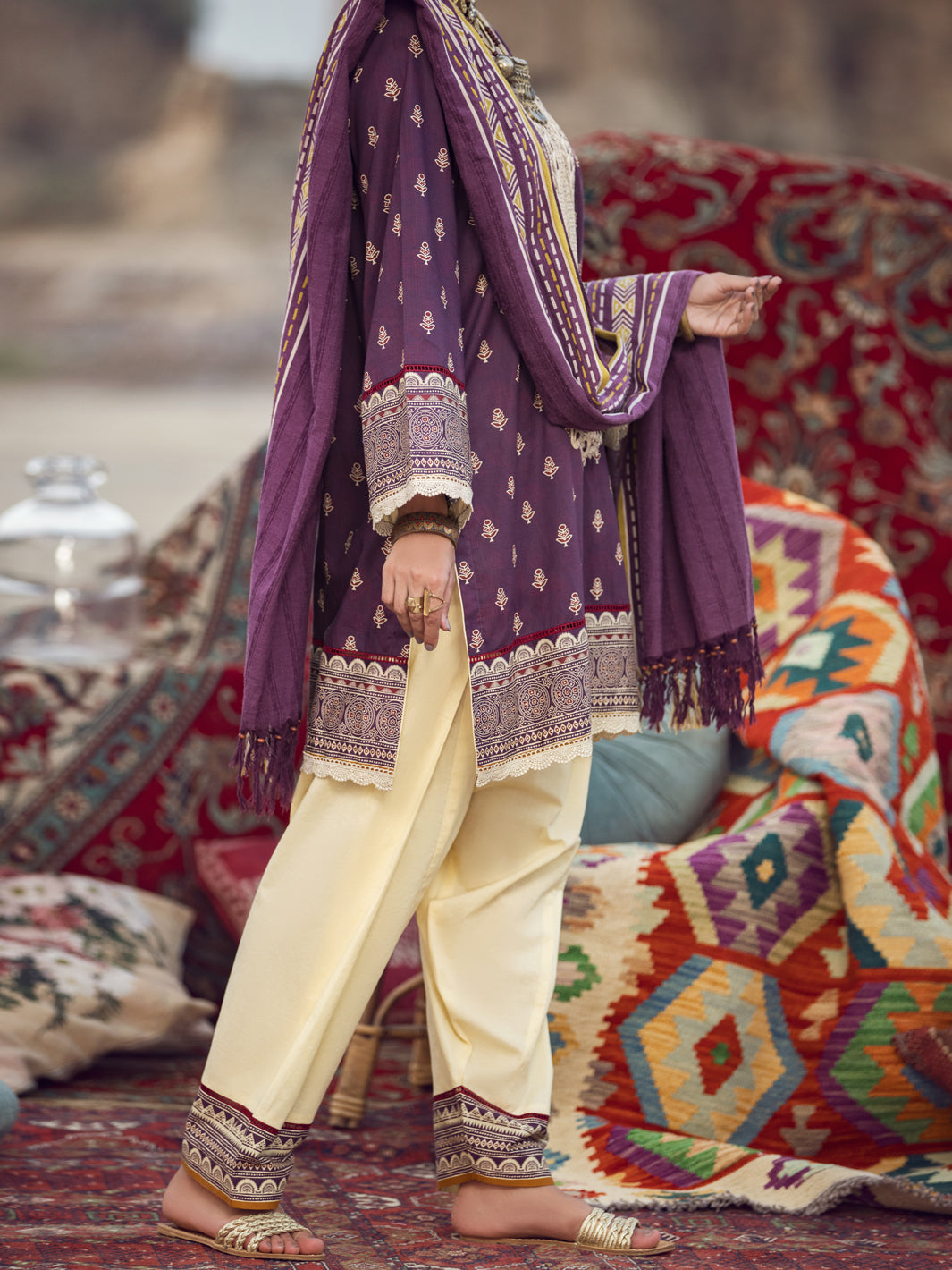 Purple Cambric 3Pc Unstitched - AWP-3PS-330