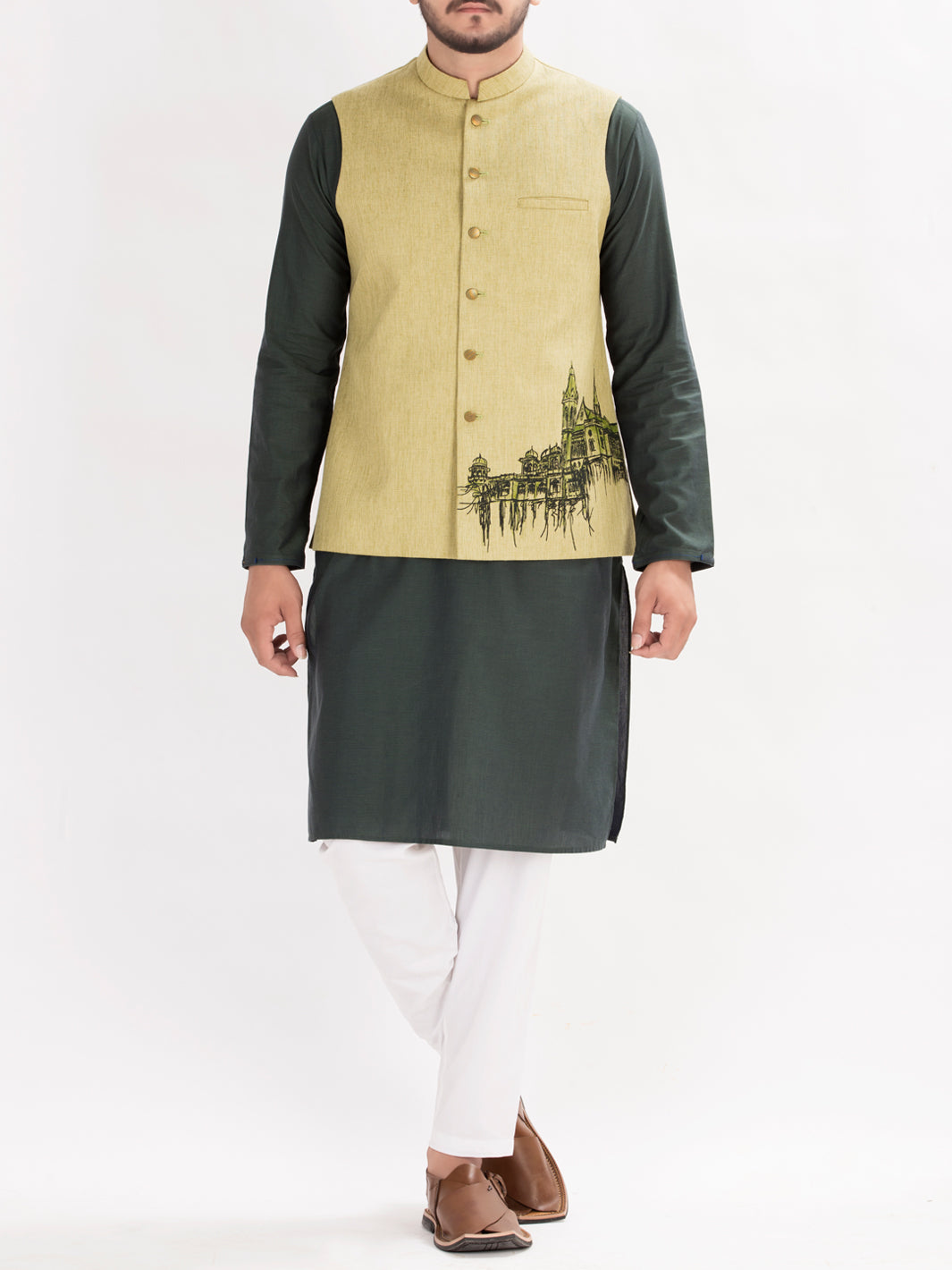 Green Blended Waistcoat - AL-WC-333