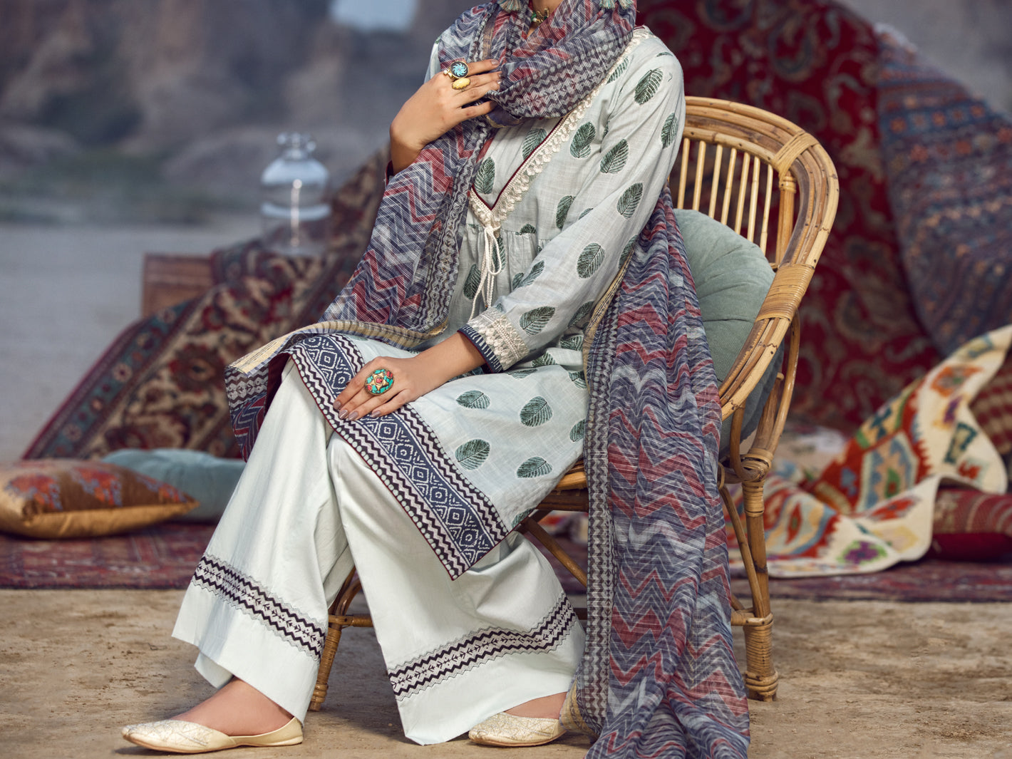 Aqua Cambric 3 Piece Unstitched - AWP-3PS-335