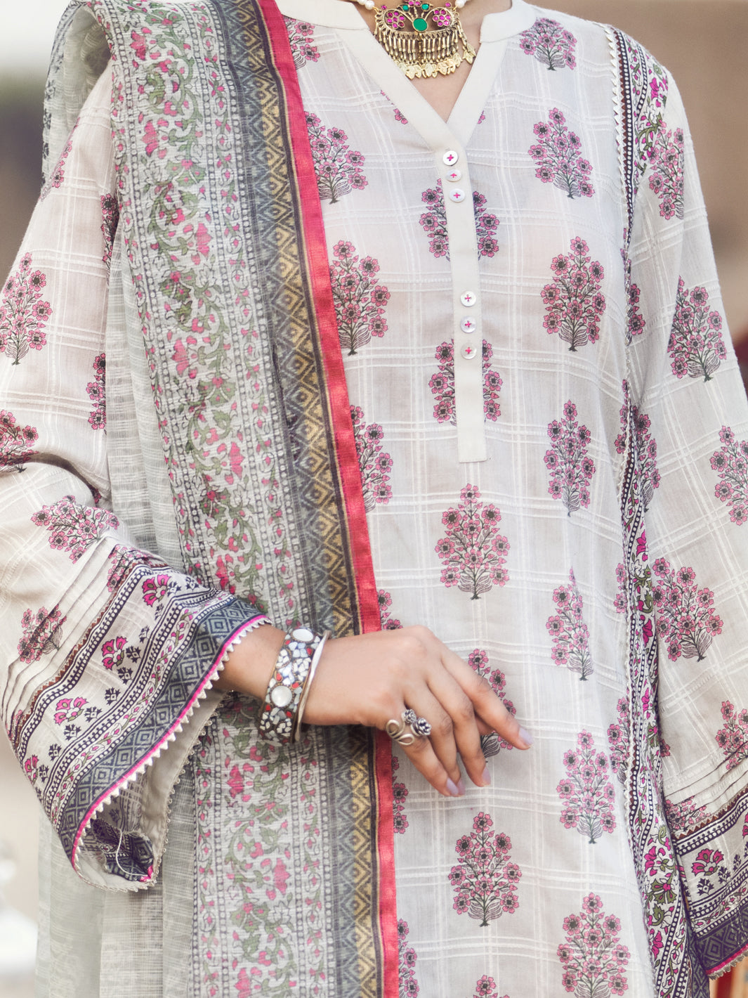 Light Grey Jacquard 3Pc Unstitched - AWP-3PS-336