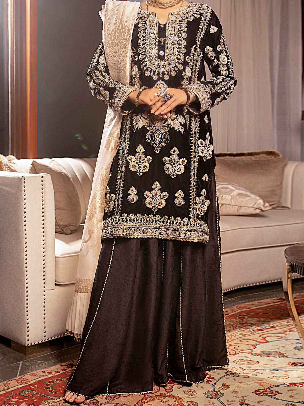 Black Velvet 3Pc Formal Stitched - AL-3PS-LS-340