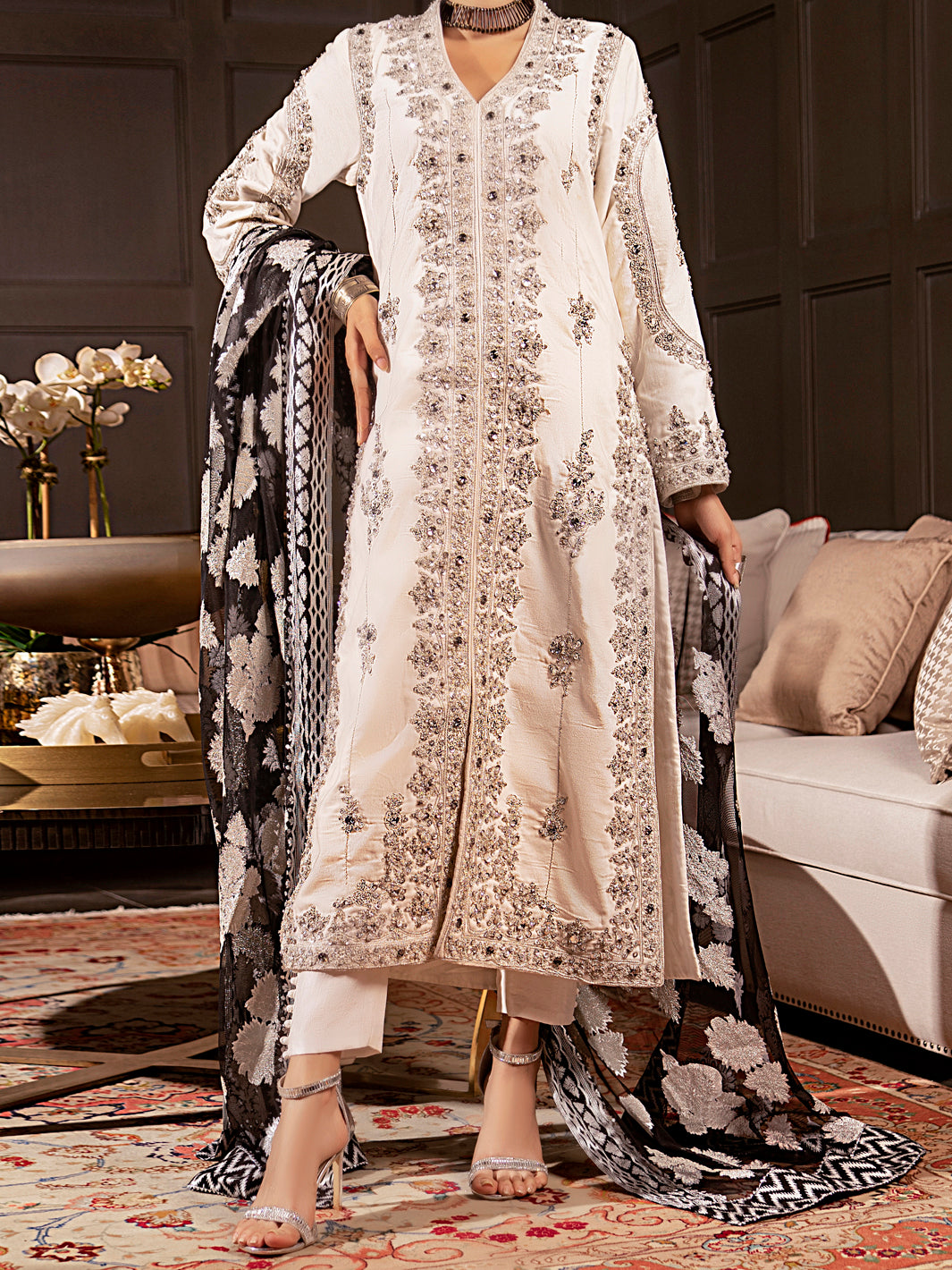 White 3Pc Formal Stitched - AL-3PS-LS-341A