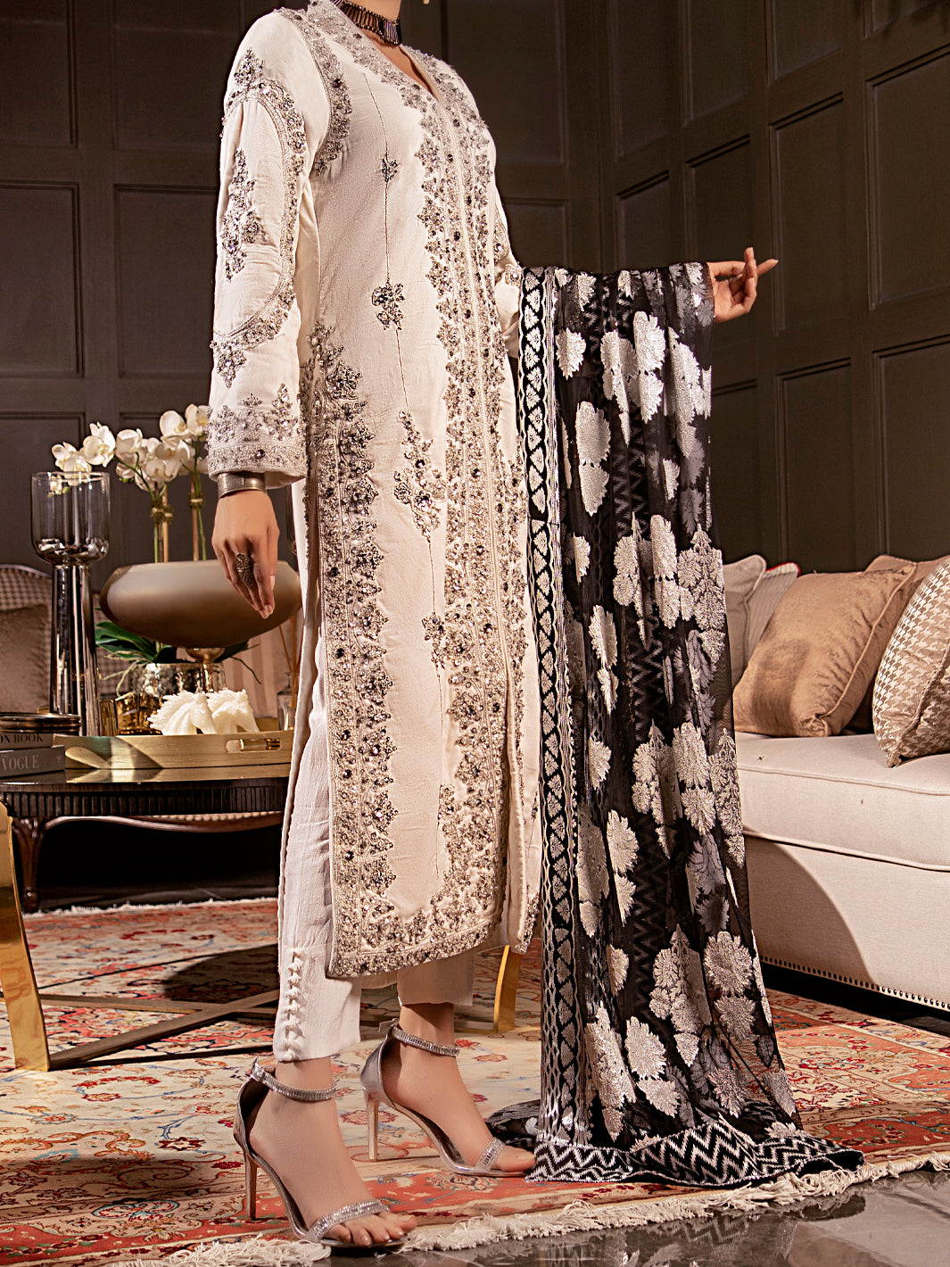 White 3Pc Formal Stitched - AL-3PS-LS-341A