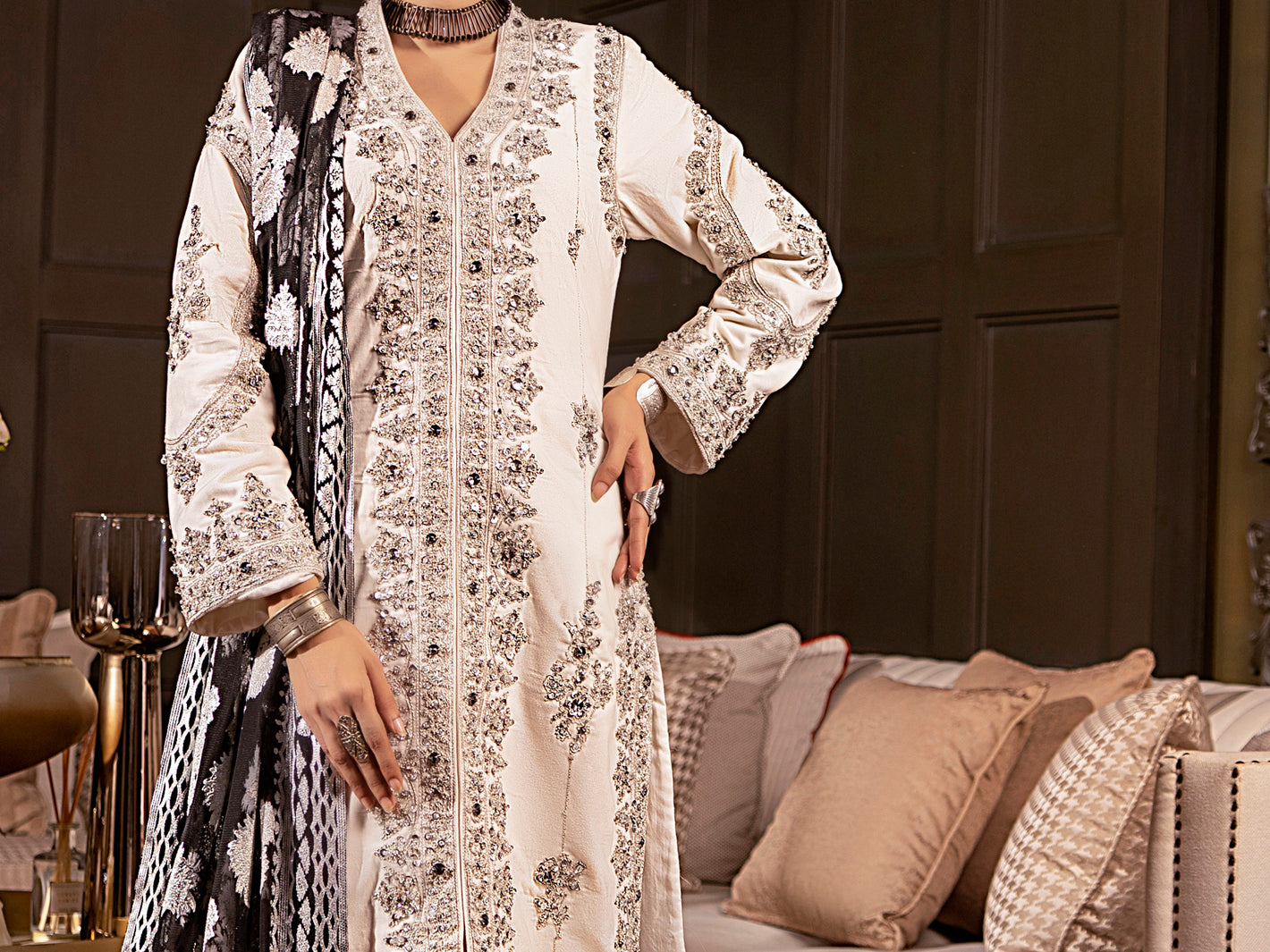 White 3Pc Formal Stitched - AL-3PS-LS-341A
