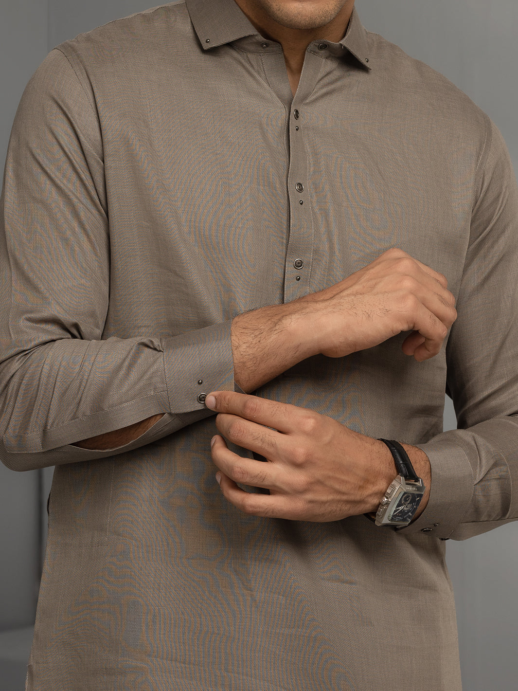 Grey Cotton Kameez Shalwar - ALWA-KS-342