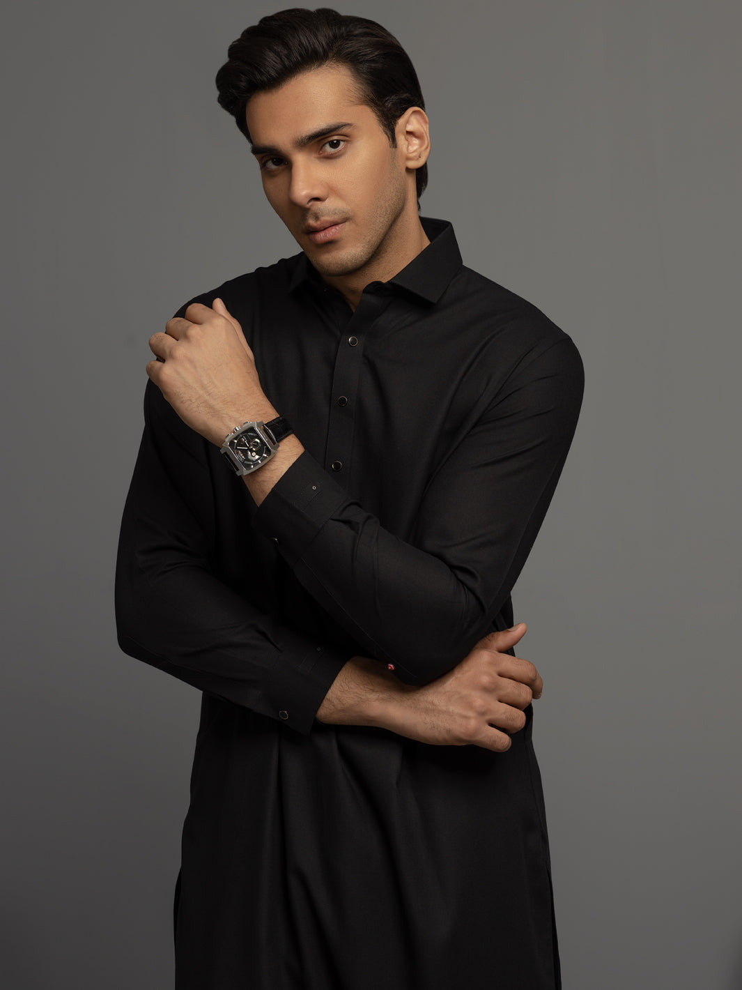 Black Blended Kameez Shalwar - ALWA-KS-347