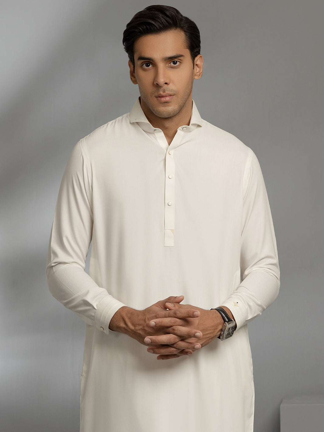 Off White Blended Kameez Shalwar - ALWA-KS-348