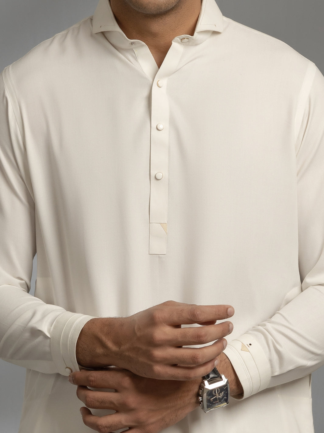 Off White Blended Kameez Shalwar - ALWA-KS-348