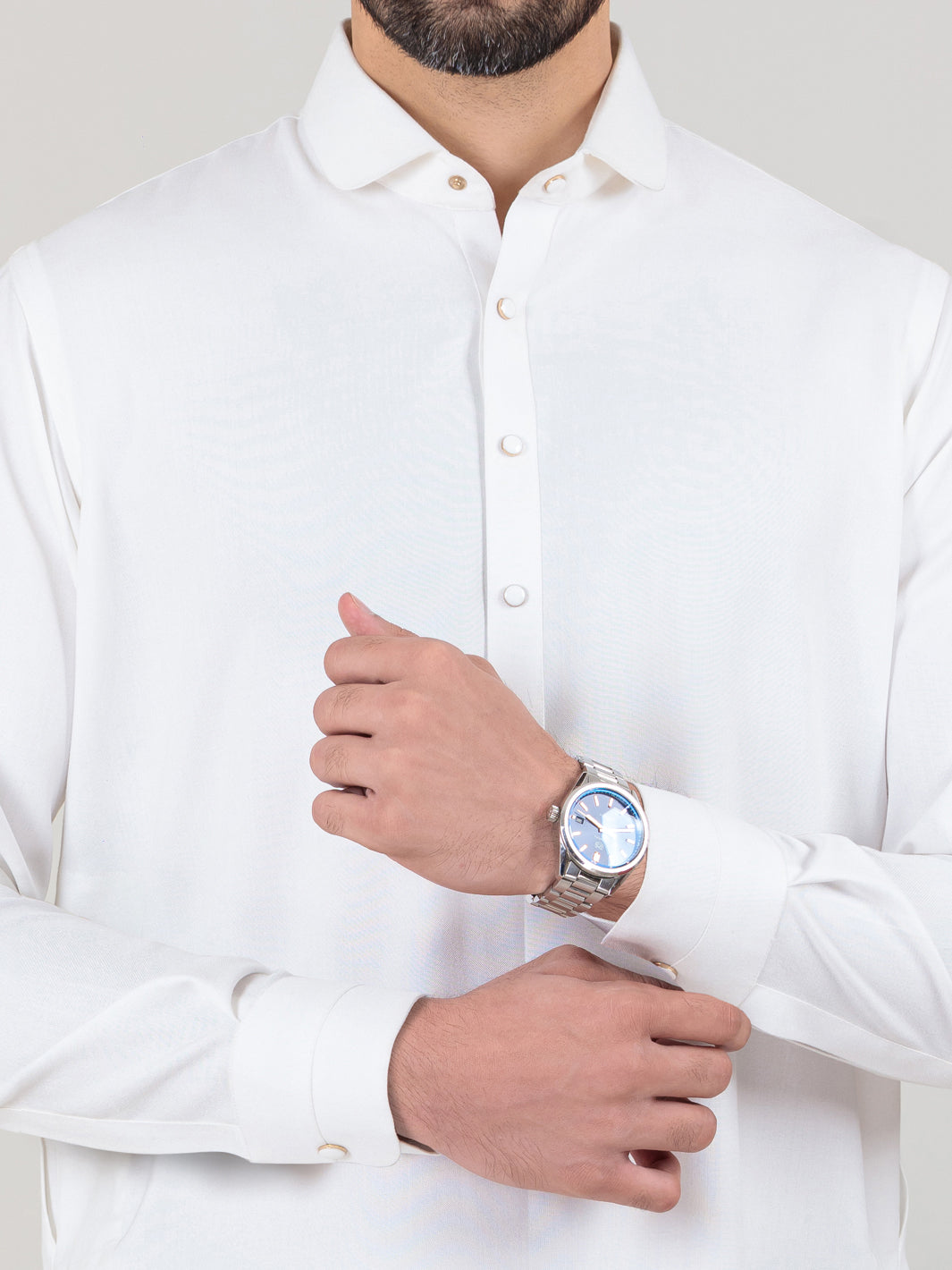 White Blended Kameez Shalwar - ALWA-KS-351