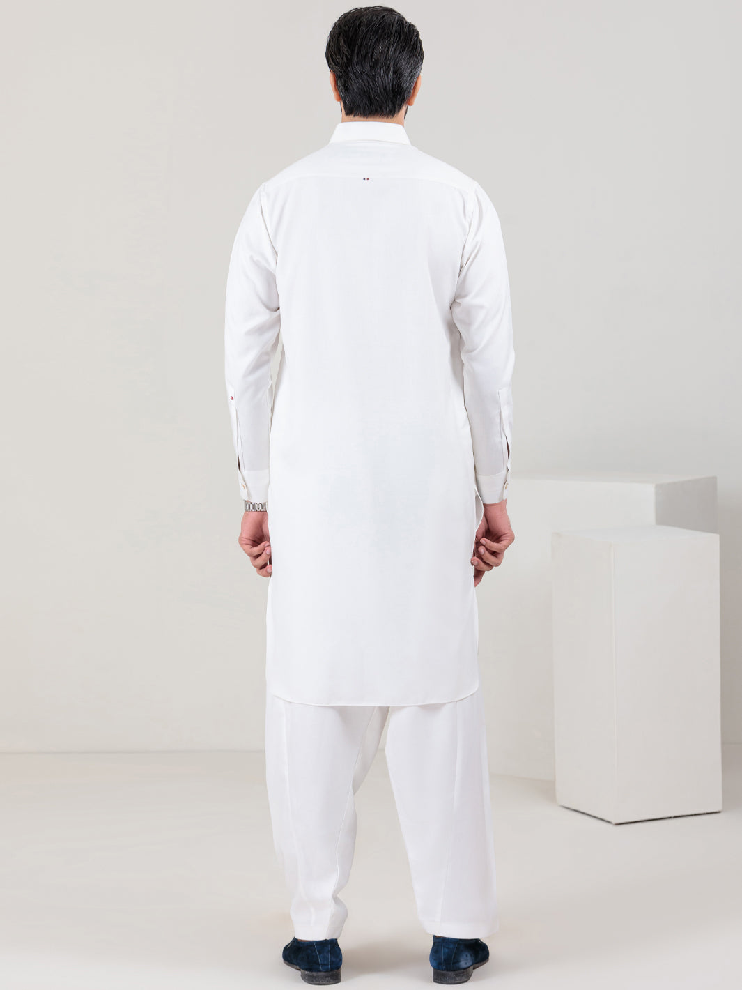 White Blended Kameez Shalwar - ALWA-KS-351