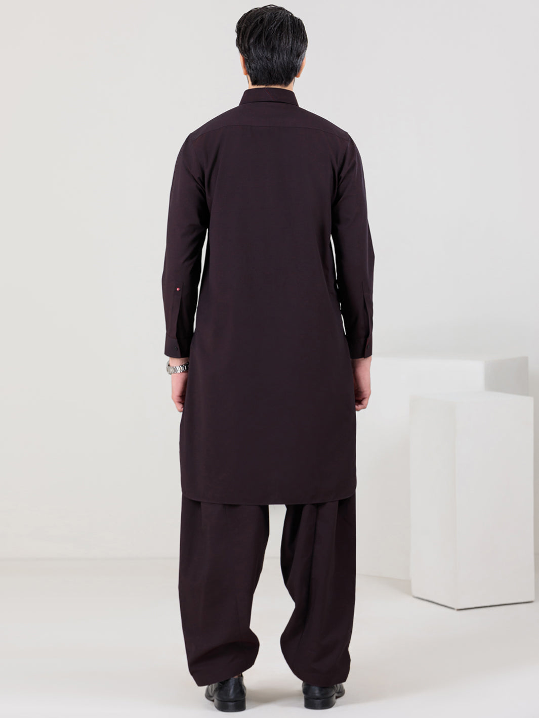 Maroon Blended Kameez Shalwar - ALWA-KS-358