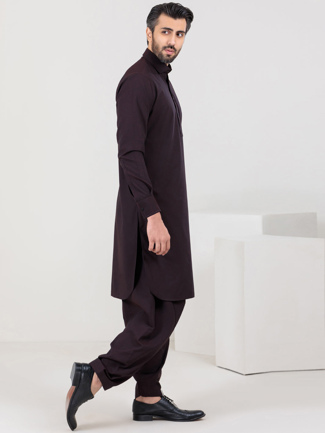 Maroon Blended Kameez Shalwar - ALWA-KS-358