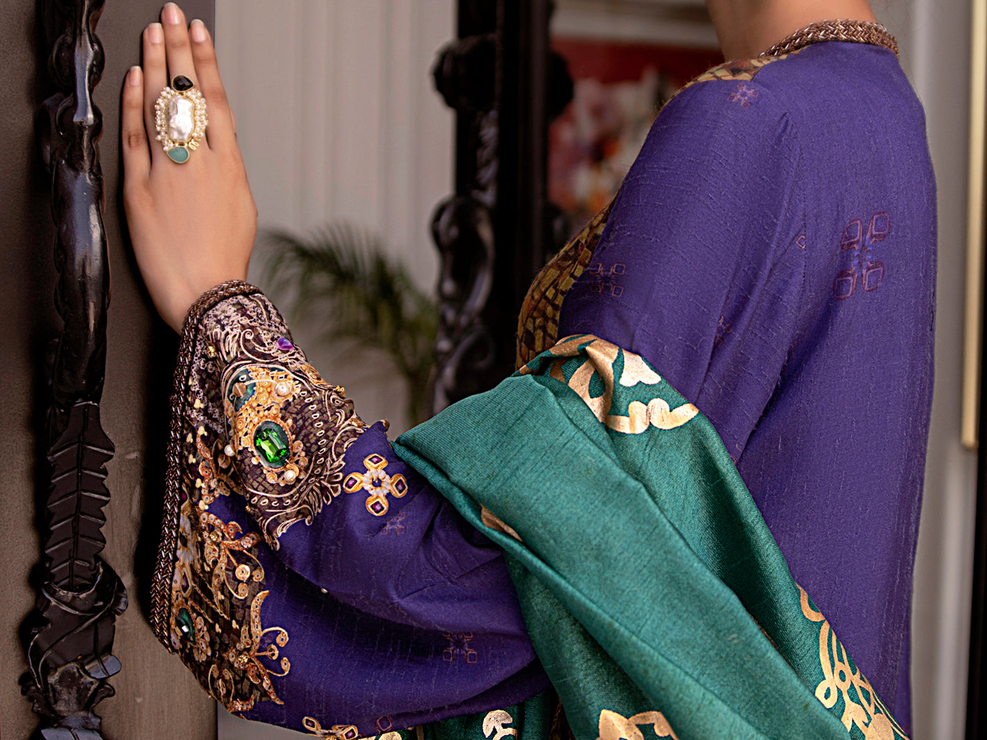 Blue Raw Silk 3Pc Stitched - AWP-3PS-358