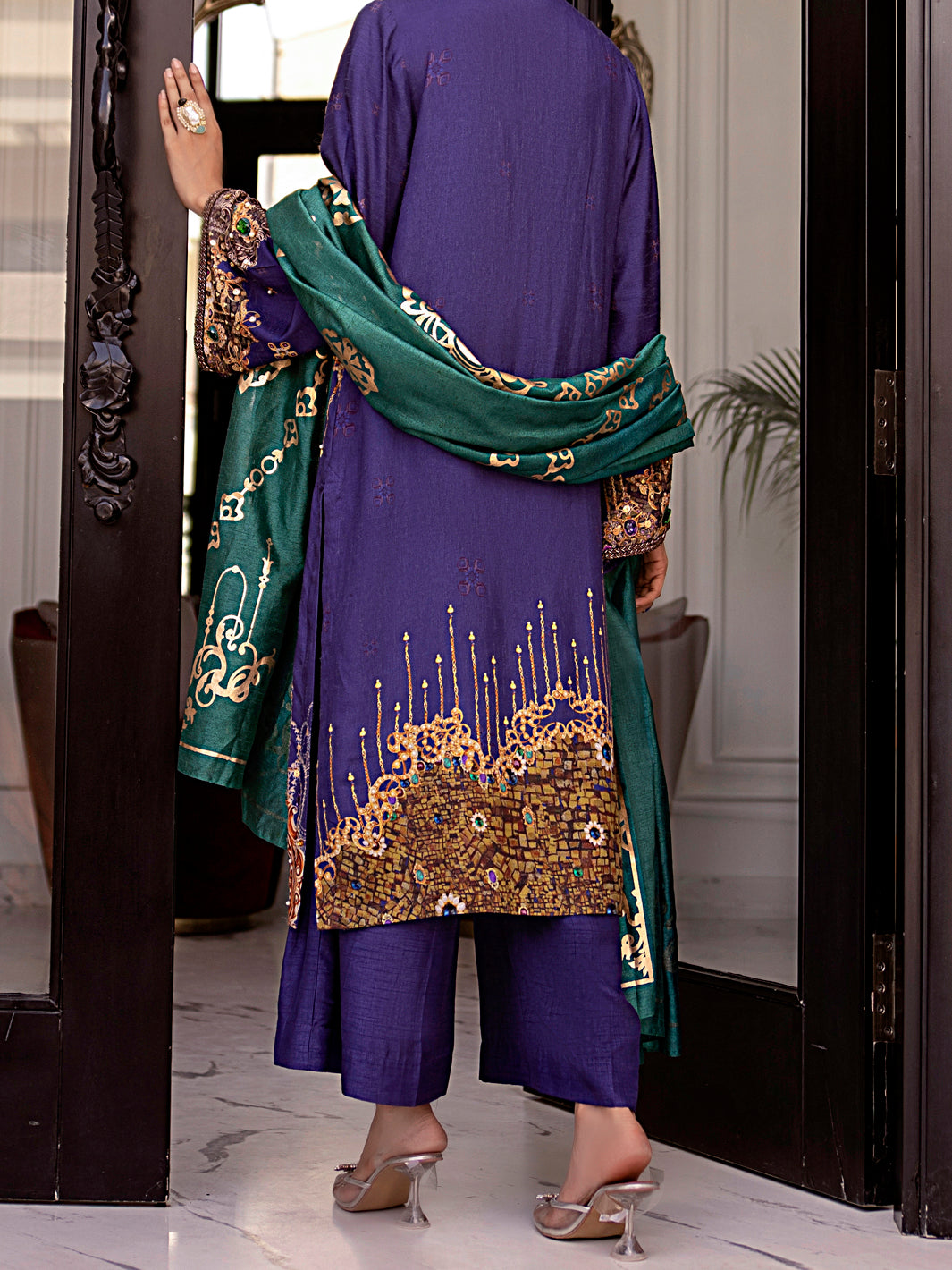 Blue Raw Silk 3Pc Stitched - AWP-3PS-358