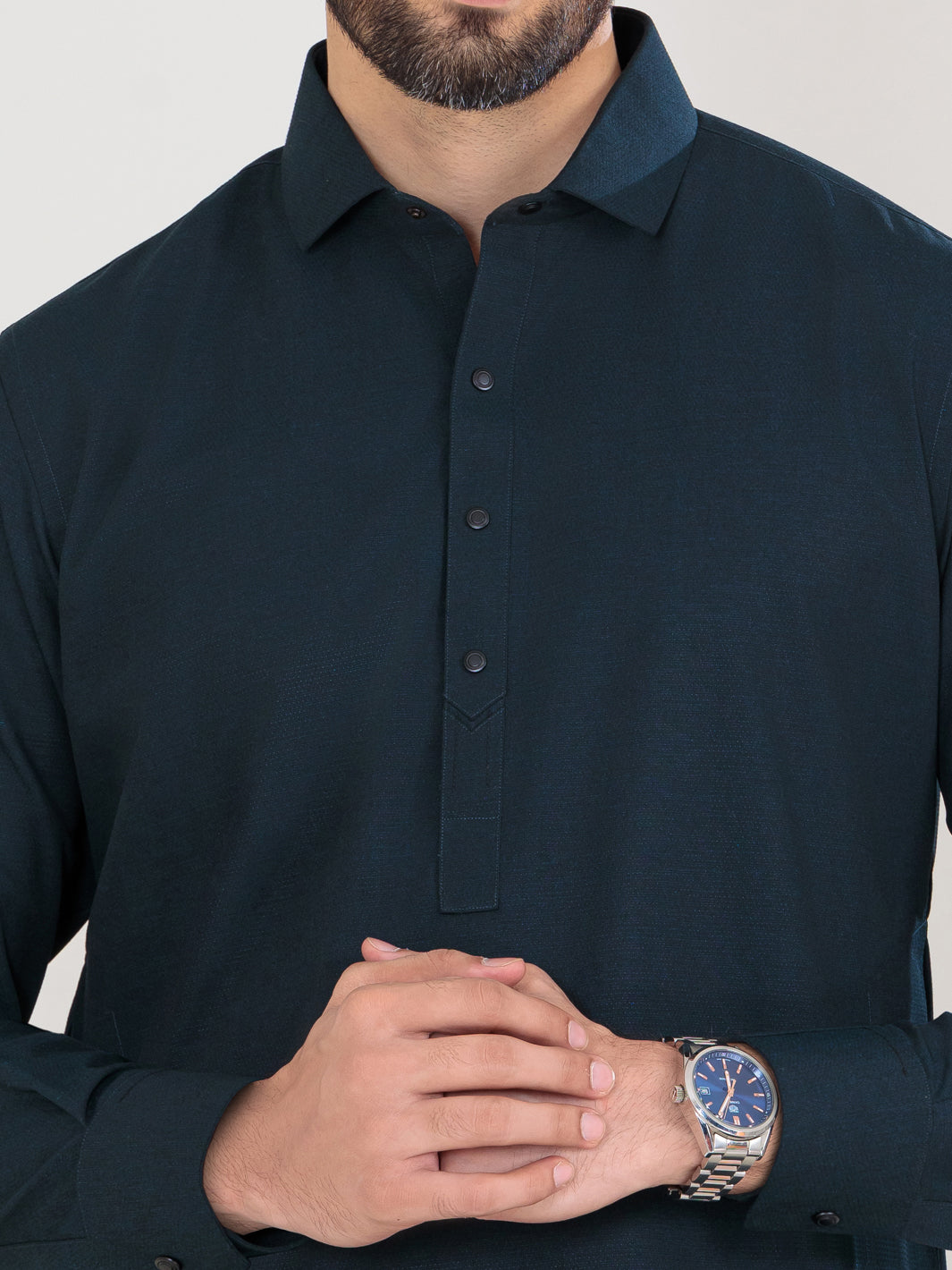 Navy Blue Blended Kameez Shalwar - ALWA-KS-360