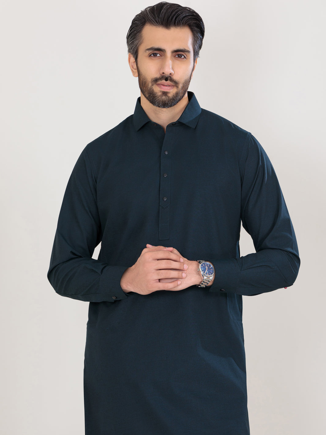 Navy Blue Blended Kameez Shalwar - ALWA-KS-360