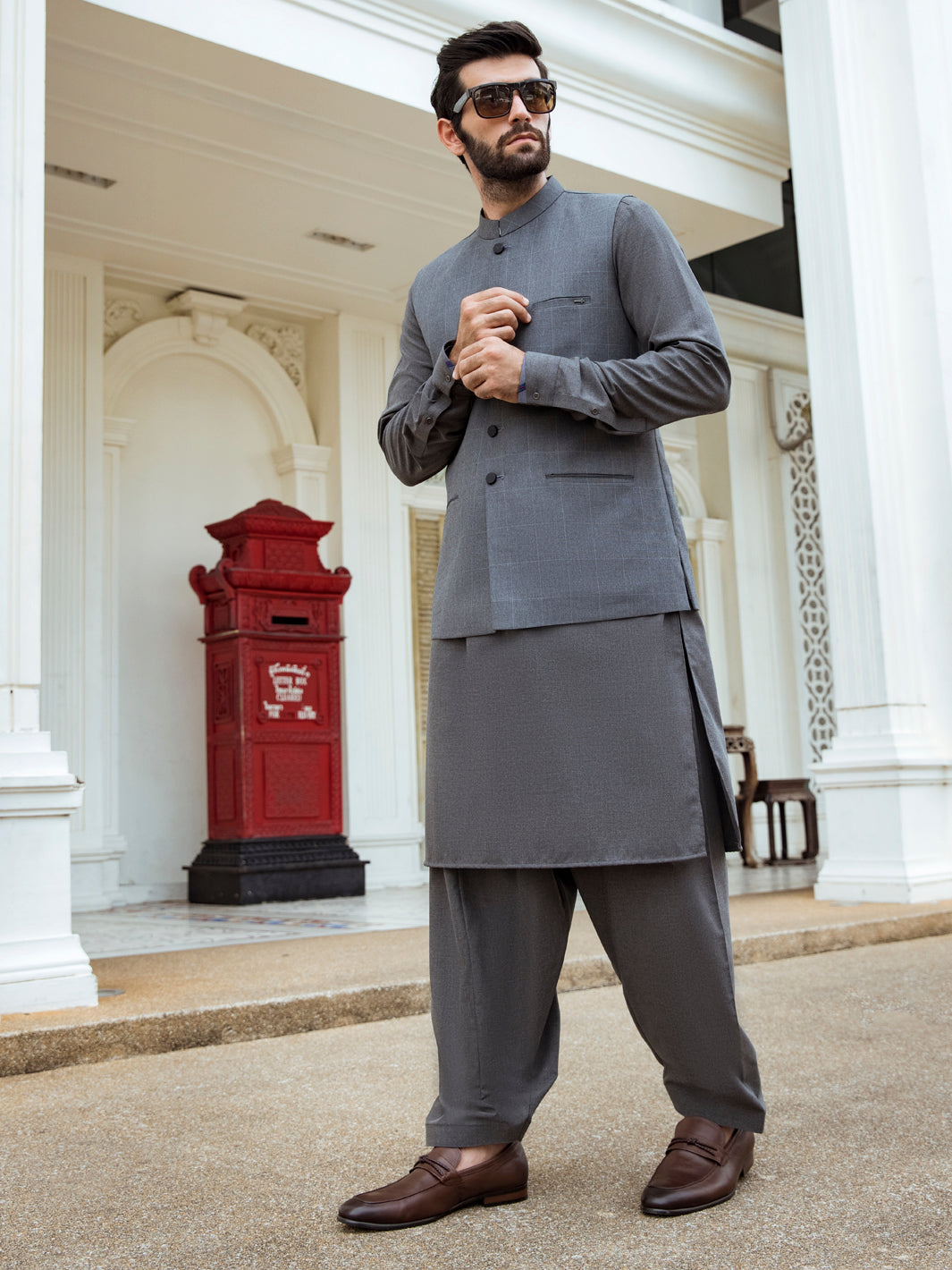 Grey Waistcoat AL-WC-371 – Almirah - Main Image