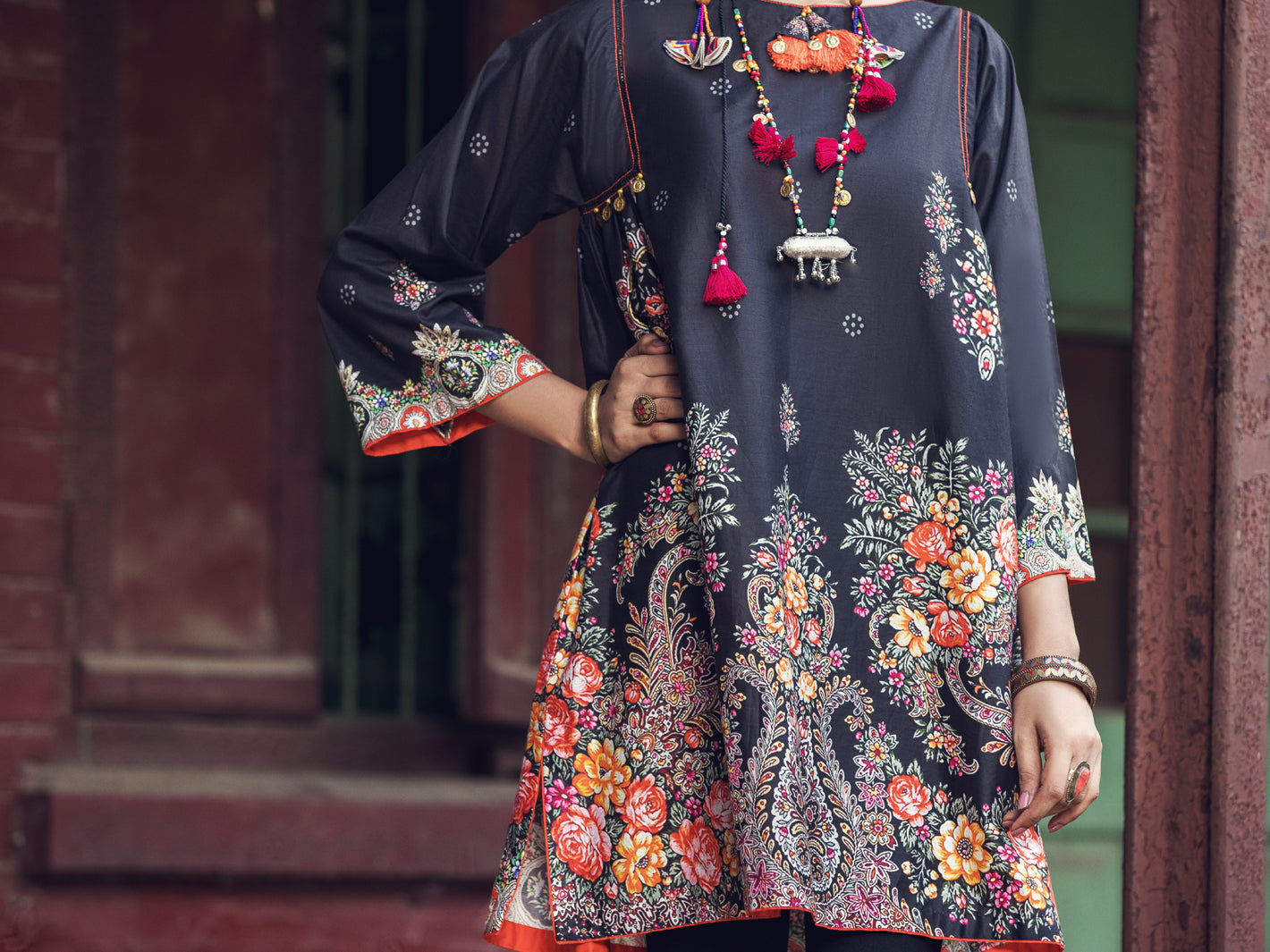 Black Cambric Tunic - AWP-LK-372