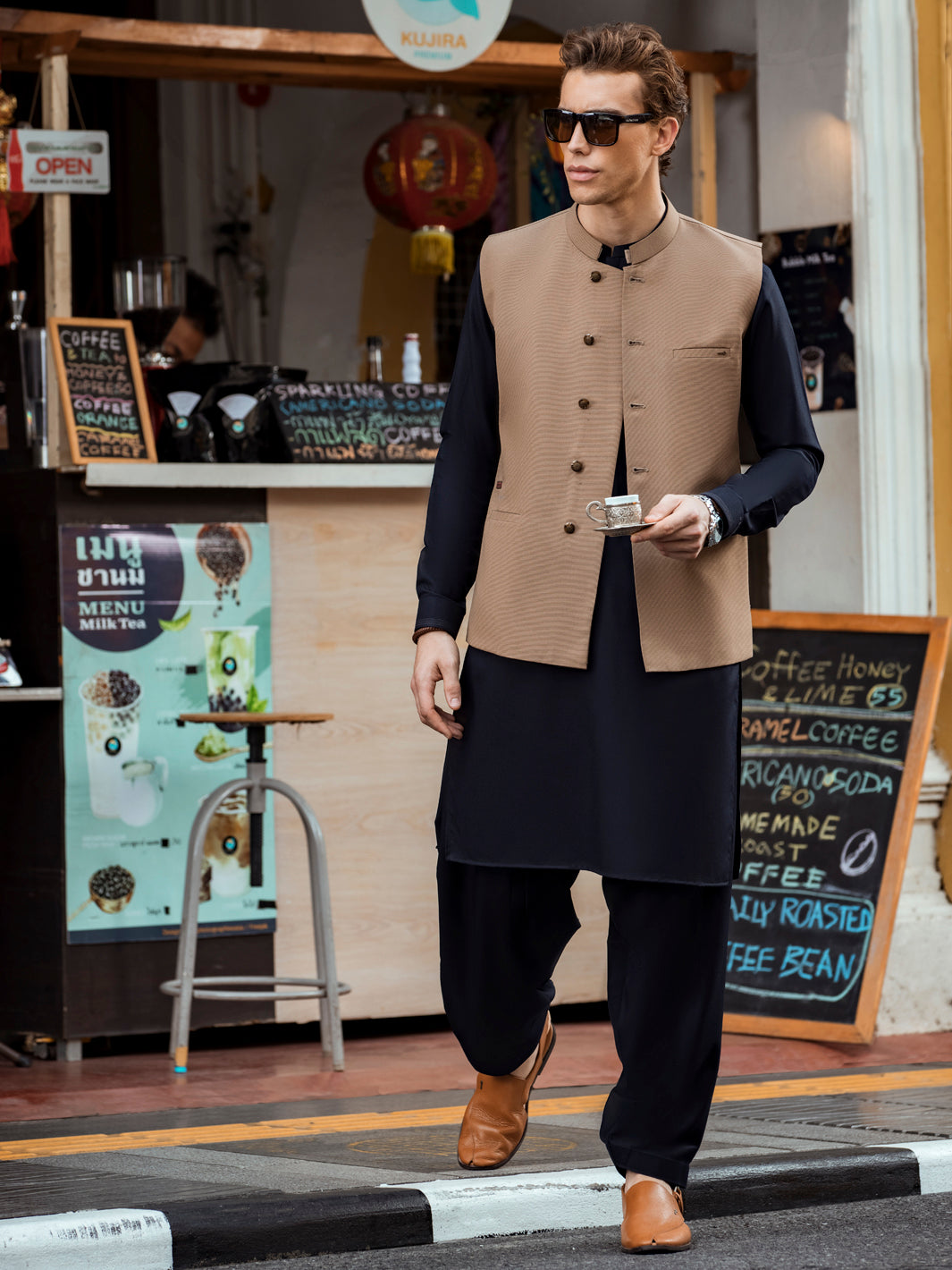 Olive Green Suiting Waistcoat AL-WC-375 – Almirah