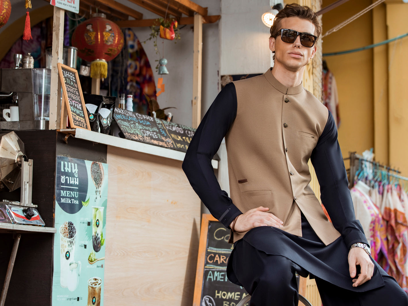 Olive Green Suiting Waistcoat - AL-WC-375