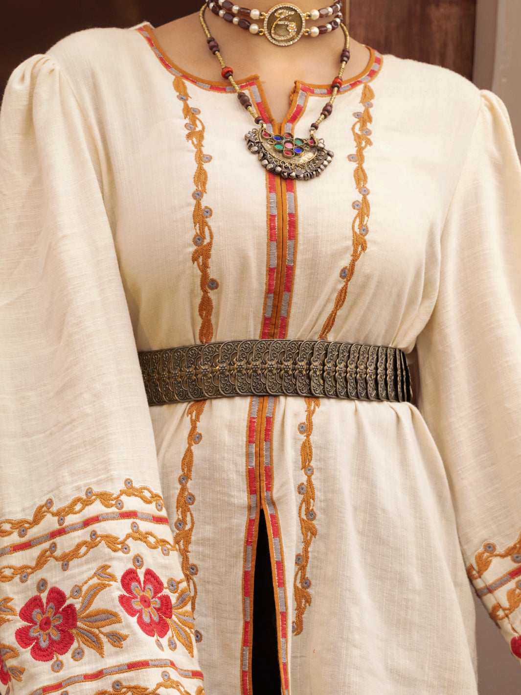 Off White Yarn-Dyed Two Tone Tunic - AWP-LK-484