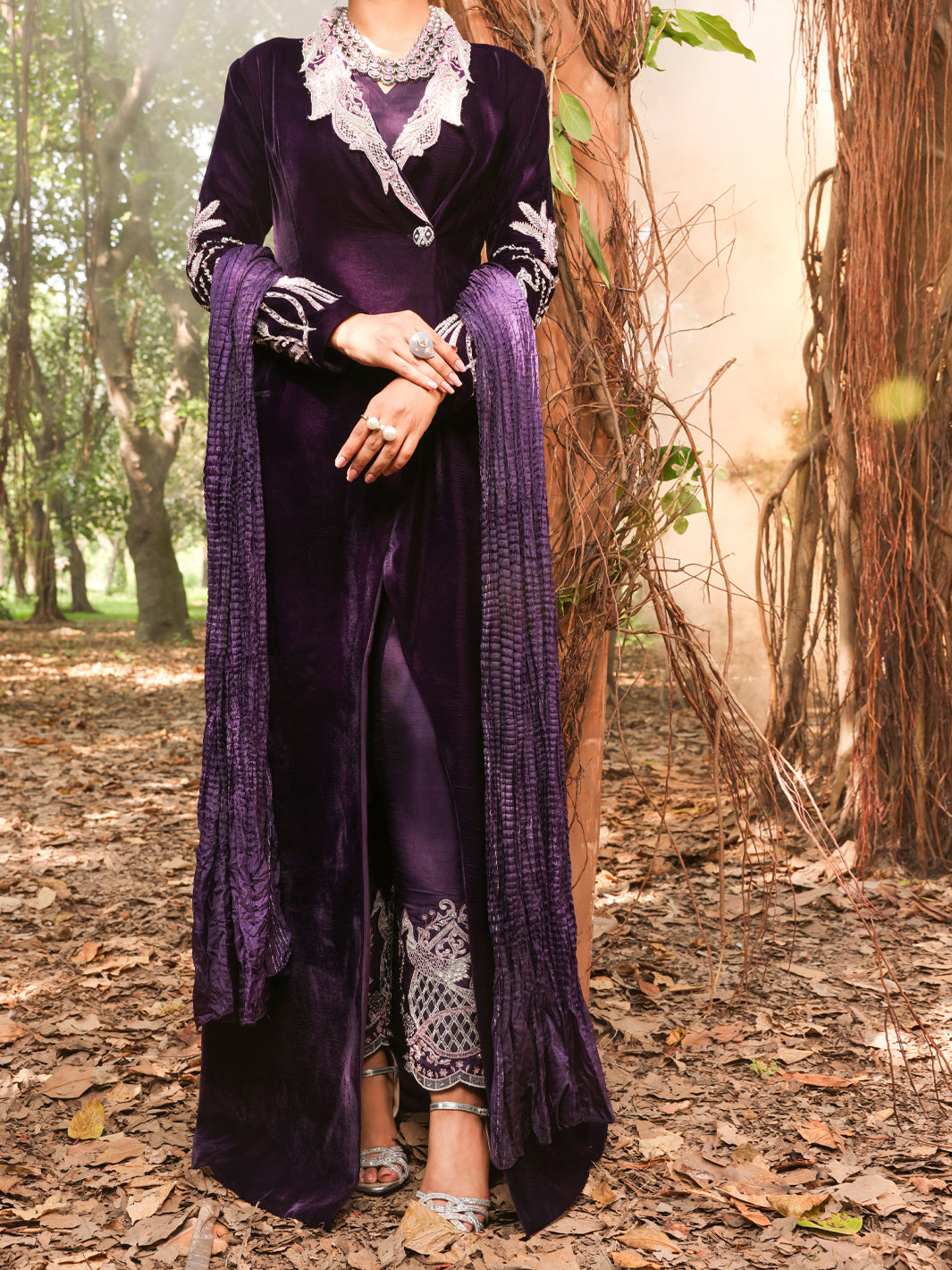Purple Velvet 3Pc Formal Stitched - AL-3PS-LS-387
