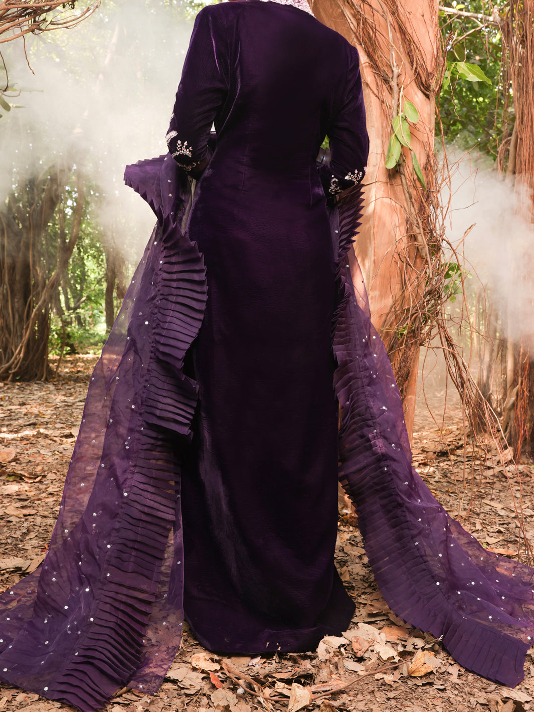 Purple Velvet 3Pc Formal Stitched - AL-3PS-LS-387