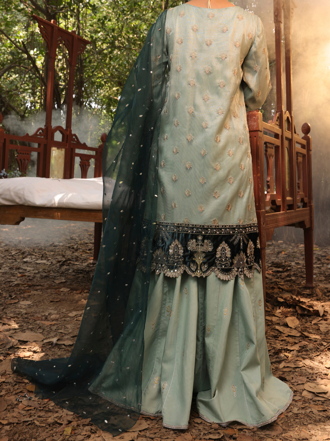 Ice Blue Net 3 Piece Formal Unstitched - AL-3PS-LS-UN-392