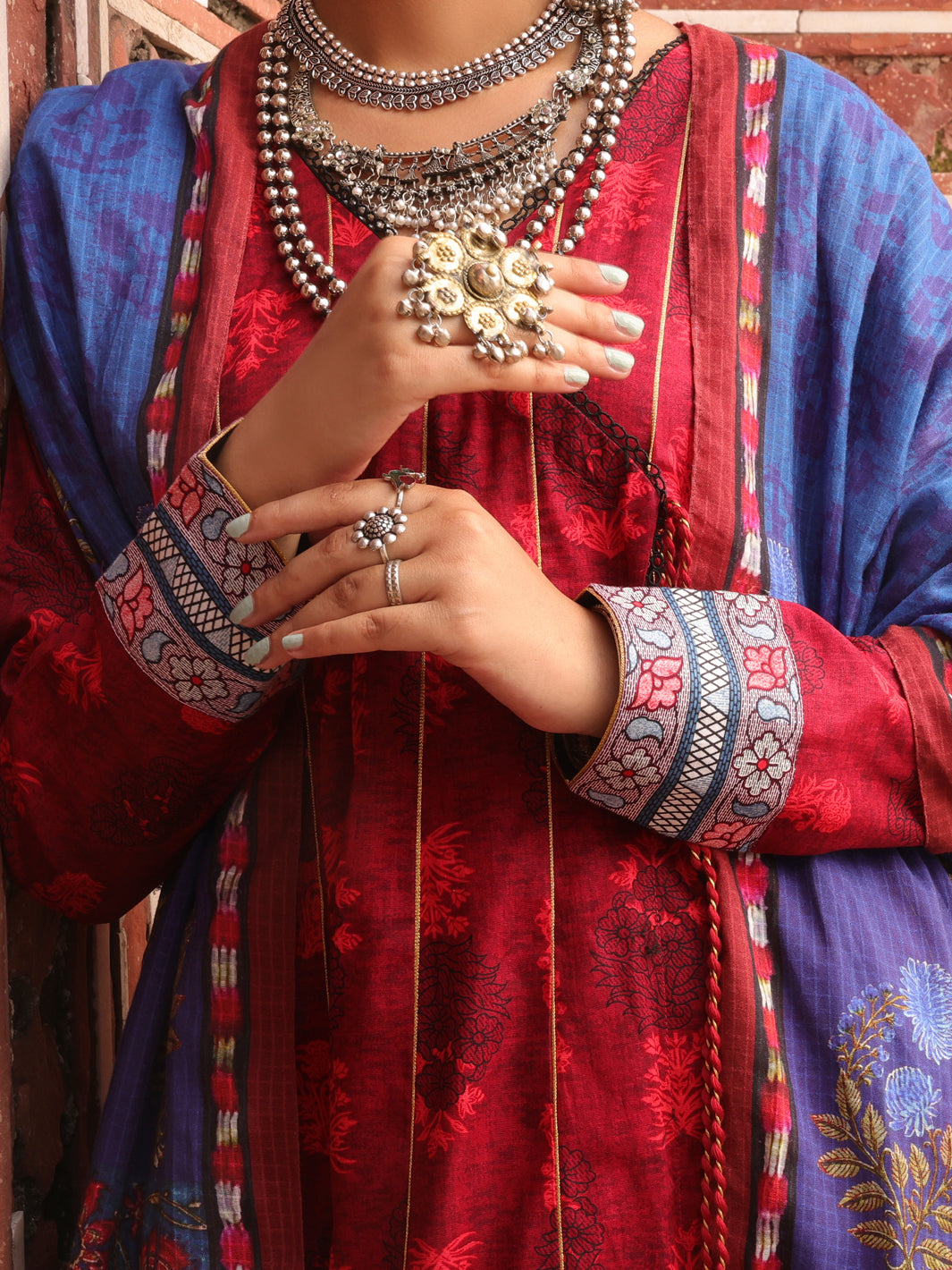 Red Cambric Unstitched 3Pc - AWP-3PS-401