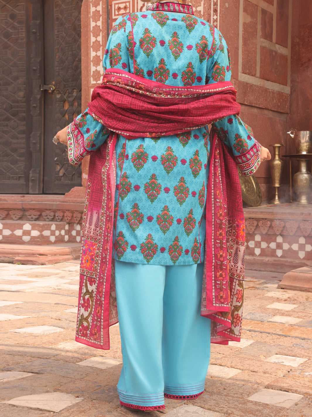 Aqua Cambric Unstitched 3Pc - AWP-3PS-402