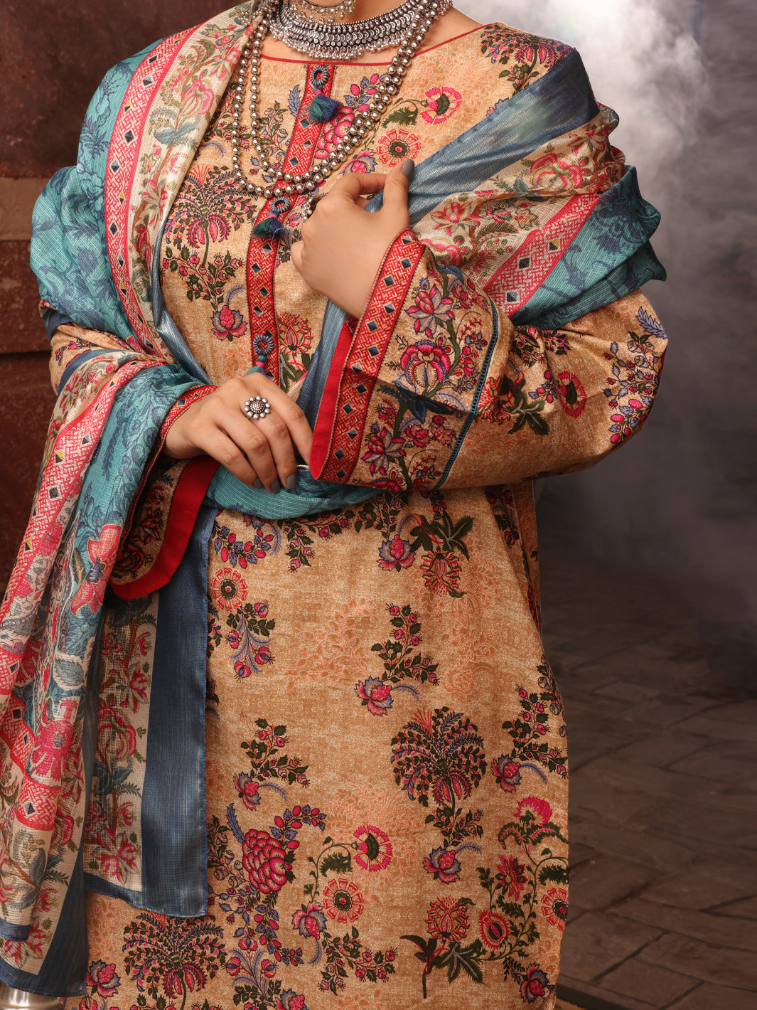 Beige Cambric 3Pc Stitched - AWP-3PS-403