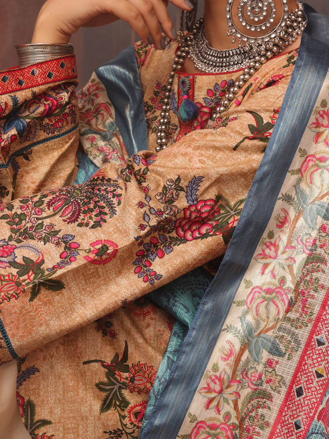 Beige Cambric 3Pc Stitched - AWP-3PS-403