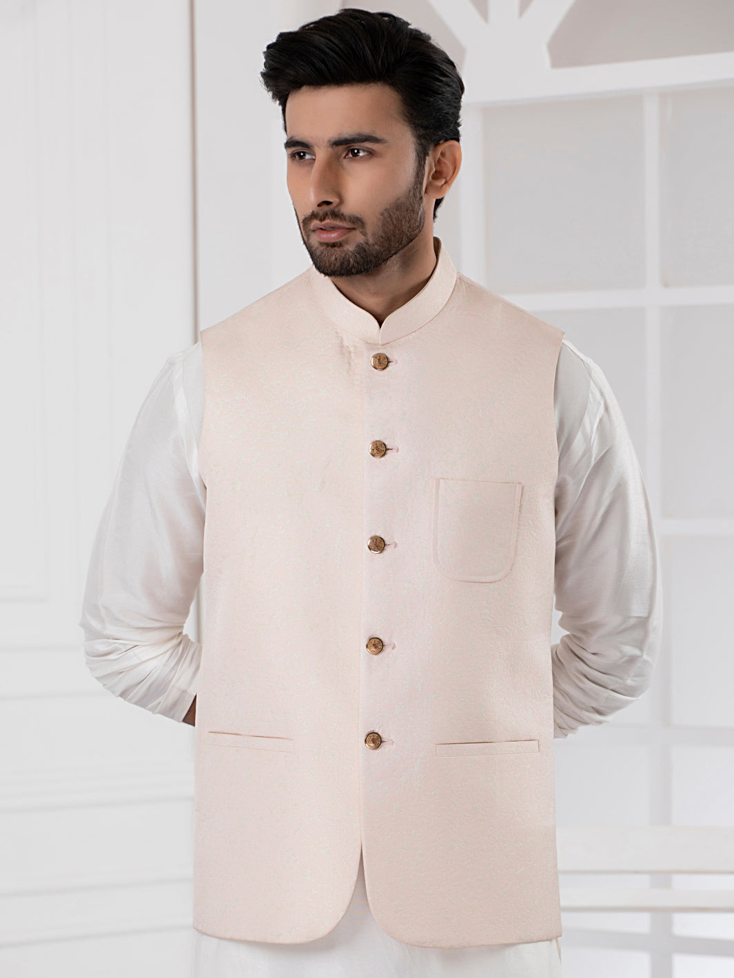 Light Pink Blended Waistcoat - AL-WC-404