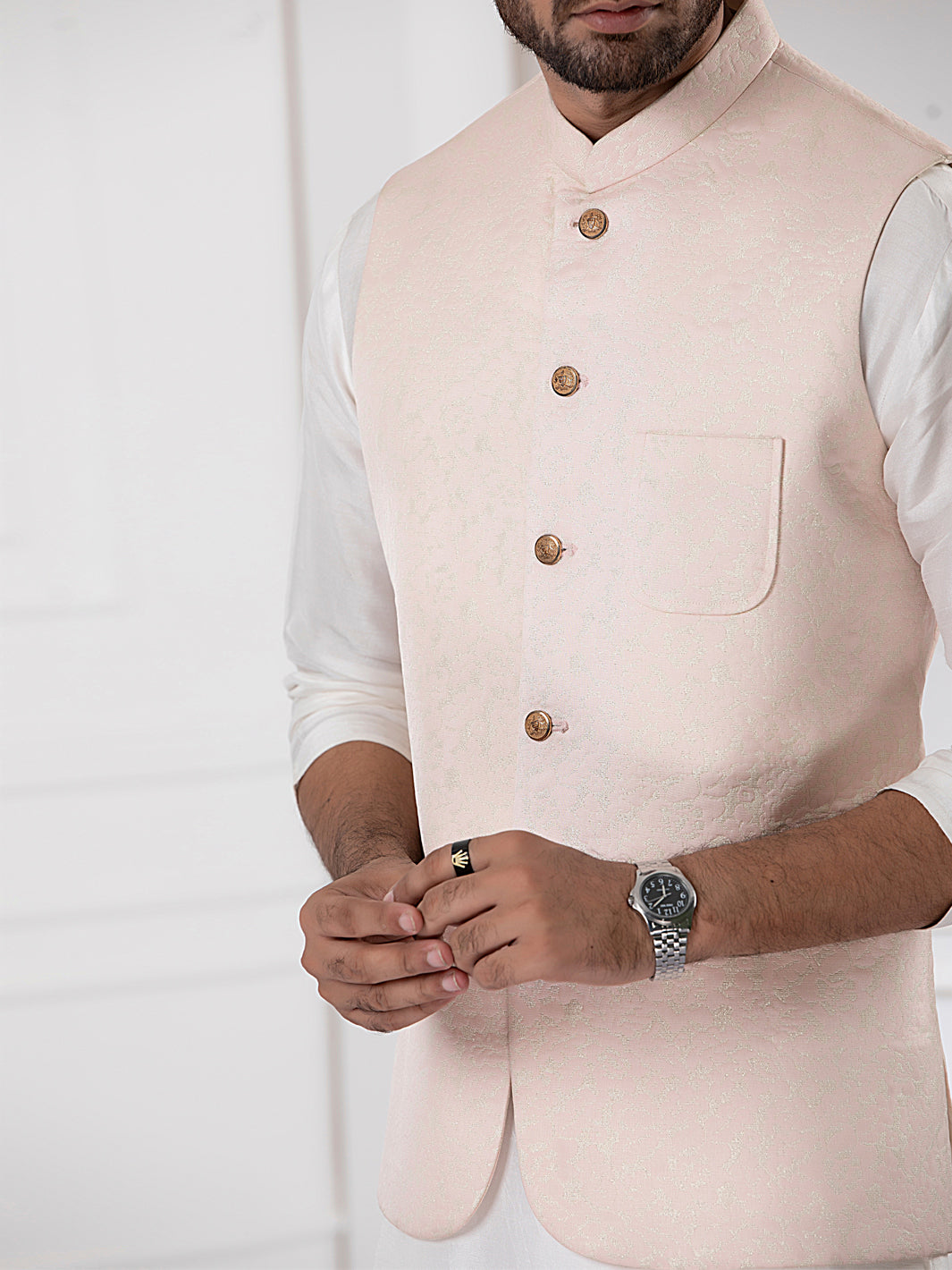 Light Pink Blended Waistcoat - AL-WC-404