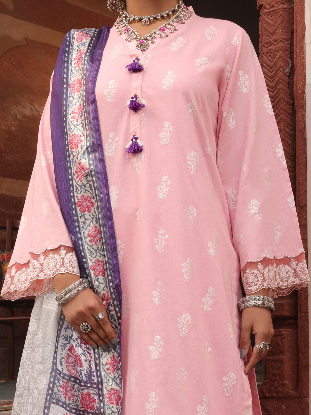 Pink Cambric 3Pc Stitched - AWP-3PS-405