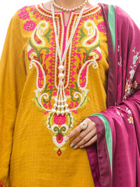 Mustard Dobby Unstitched 3Pc - AWP-3PS-415