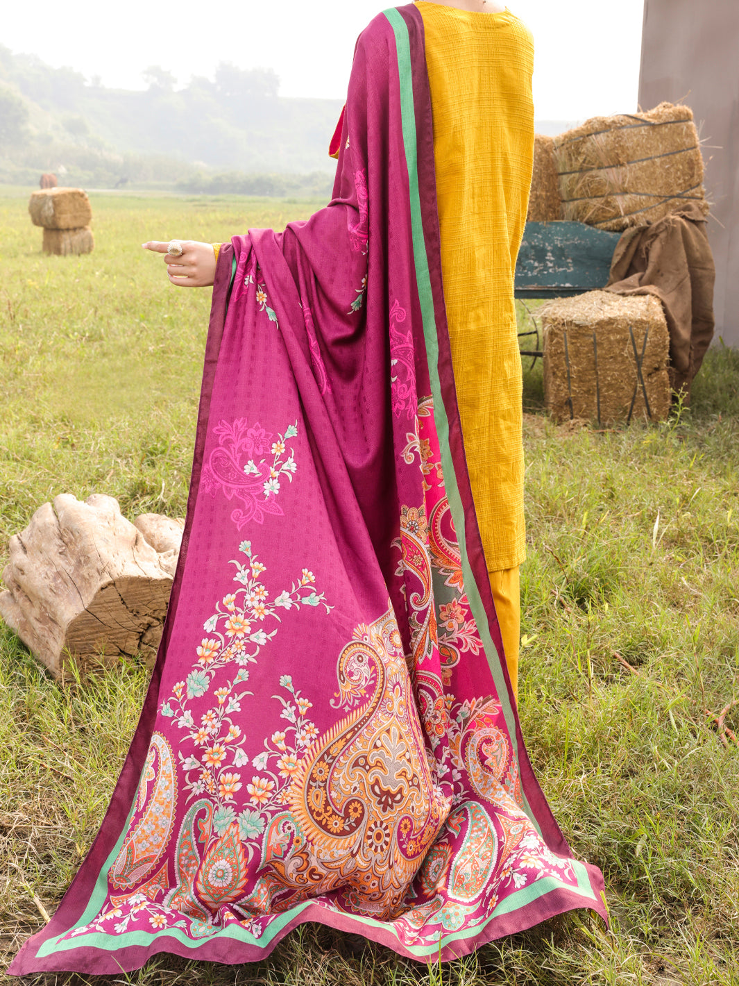 Mustard Dobby 3Pc Stitched - AWP-3PS-415