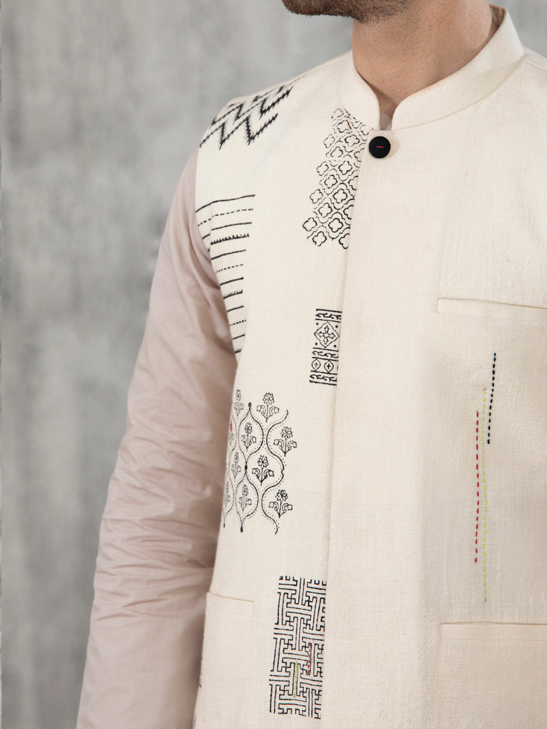 Off White Blended Waistcoat - AL-WC-415