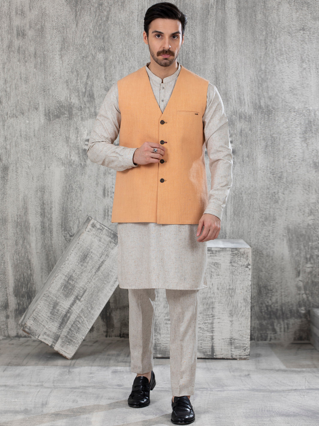 Beige Blended Waistcoat - AL-WC-416