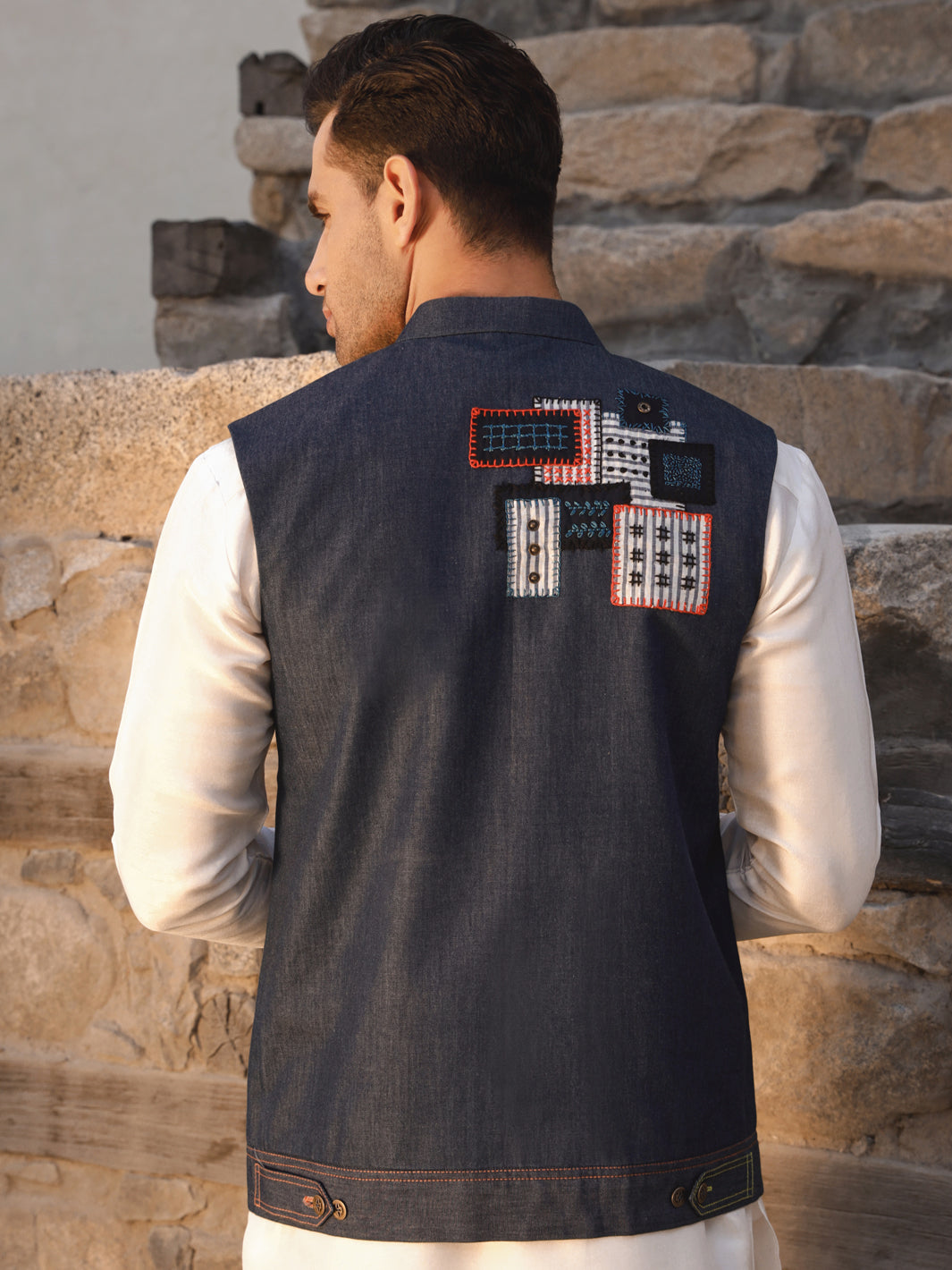 Blue Cotton Waistcoat - AL-WC-419